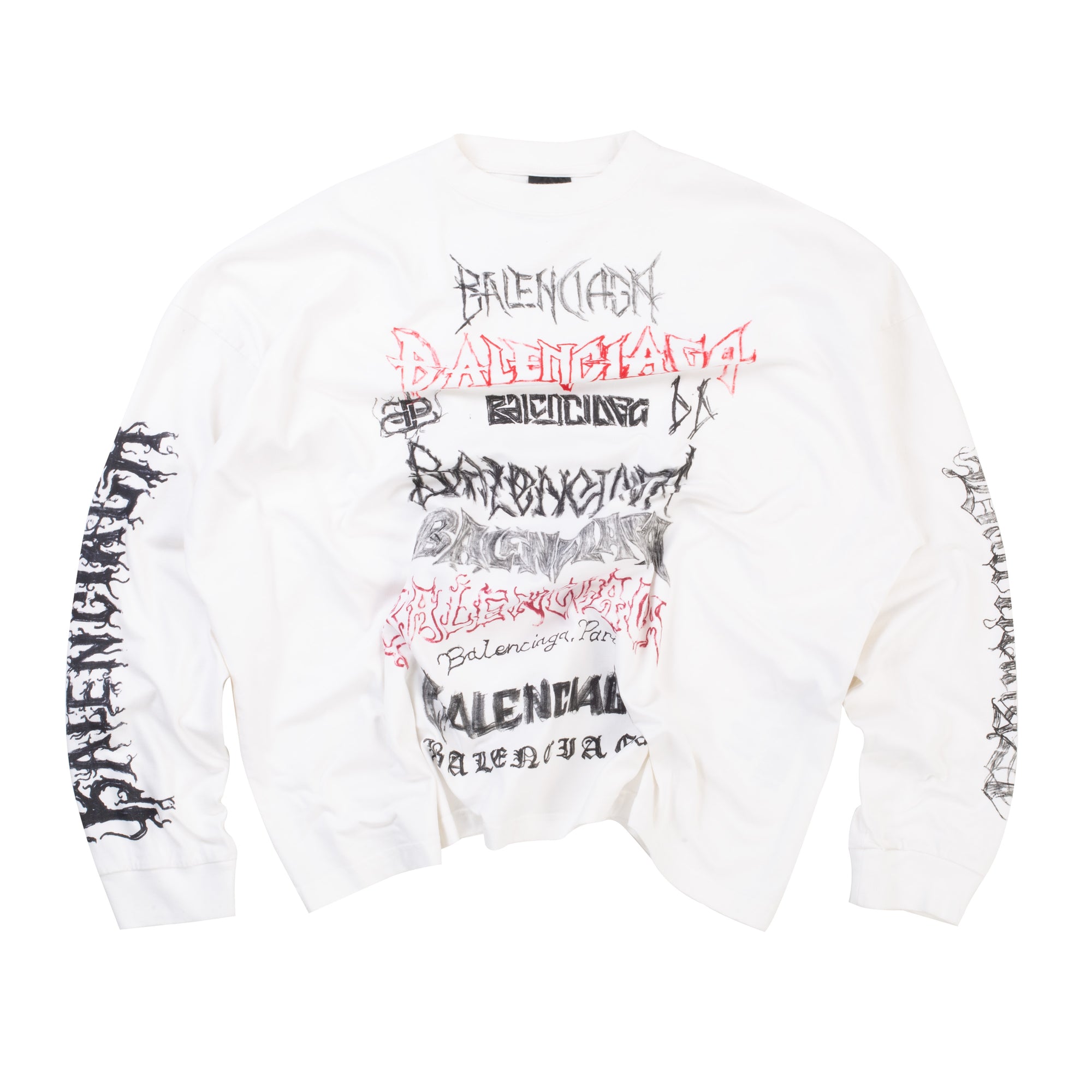 Balenciaga Metal Logo Longsleeve White (Pre-Owned)