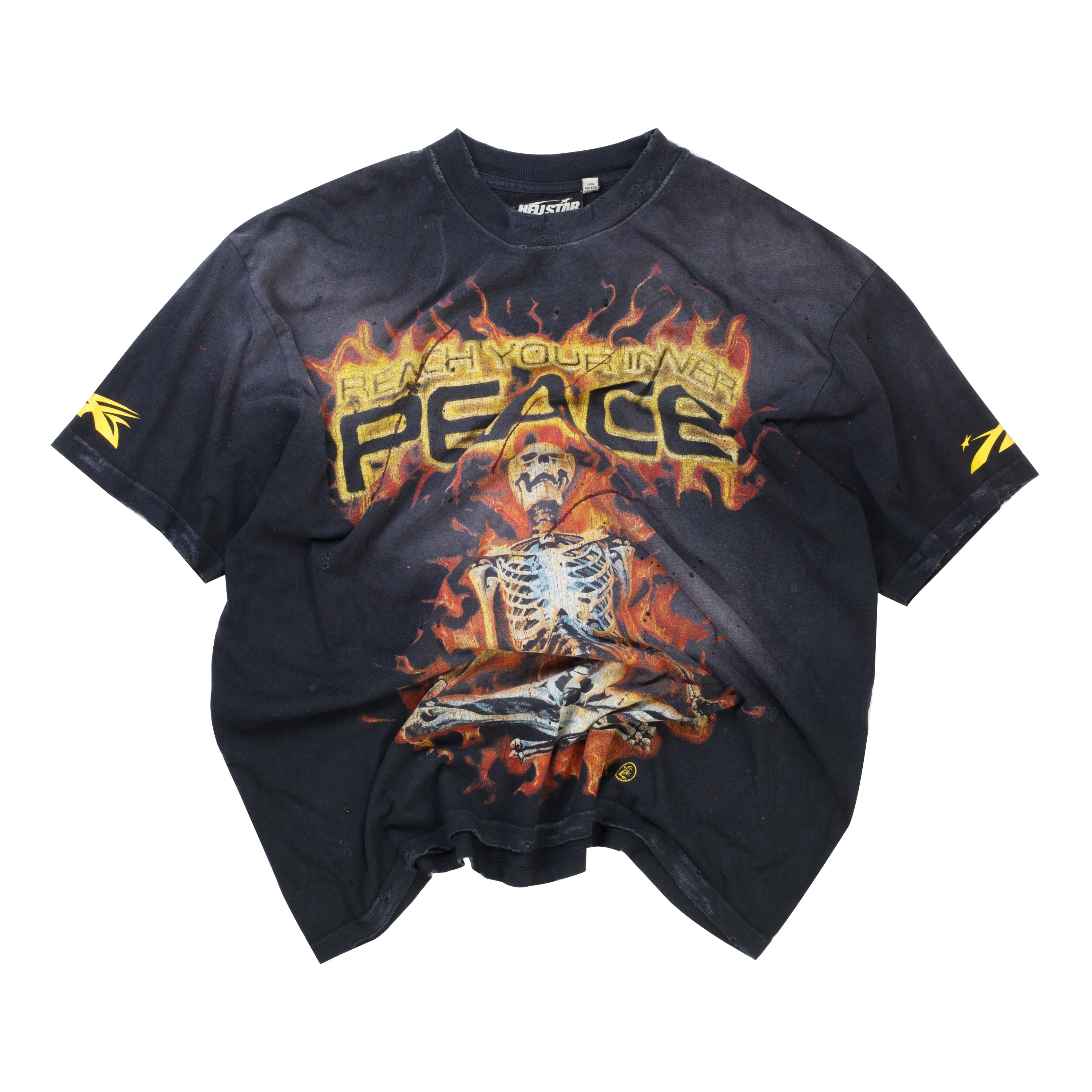 【YOURNUS】Flame Washed Half T-shirt YOURNUS】Flame Washed Half T-shirt Feed Your Fire Standard