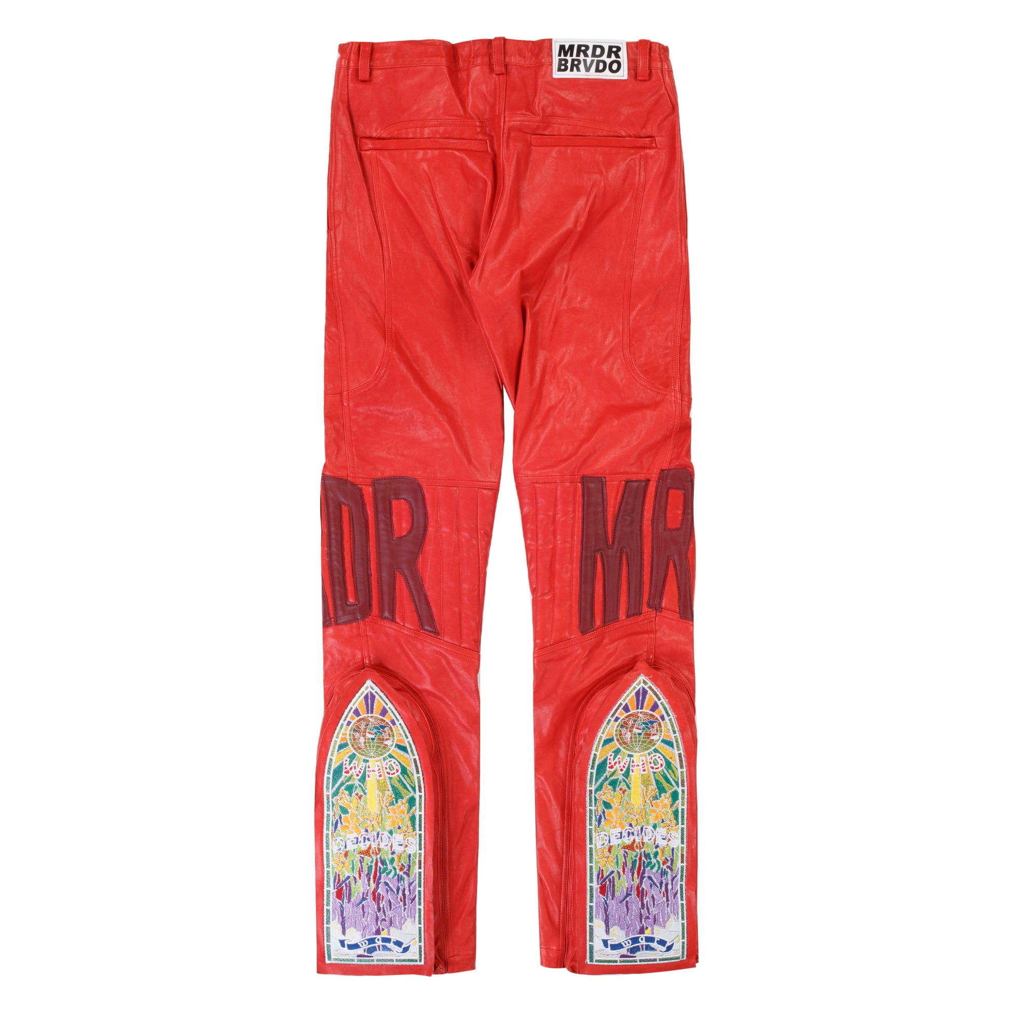 Who Decides War Moto Leather Pants Crimson