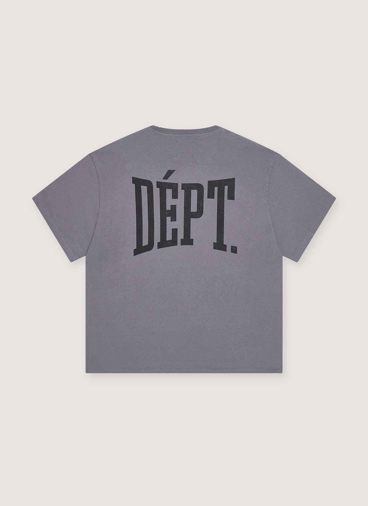 Gallery Dept Professional Tee Shirt Grey with big black text that says Dept, back view
