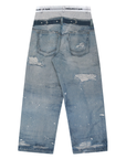 Project G/R Trompe-L'oeil Denim Printed Pants Blue