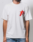 Pieces P Star Flame Tee Off White Scarlet