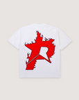 Pieces P Star Flame Tee Off White Scarlet
