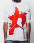 Pieces P Star Flame Tee Off White Scarlet