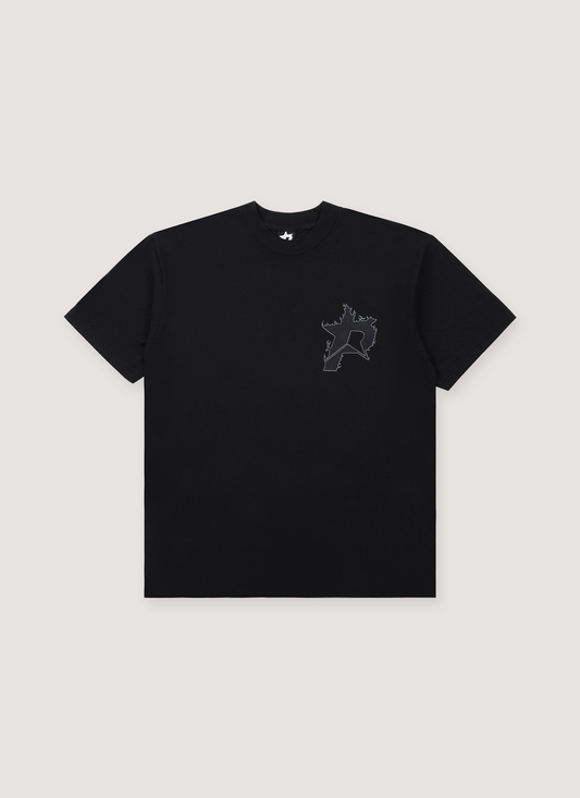 Pieces P Star Flame Tee Tonal Black V2