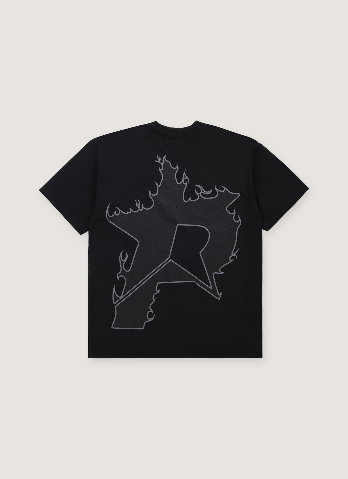 Pieces P Star Flame Tee Tonal Black V2