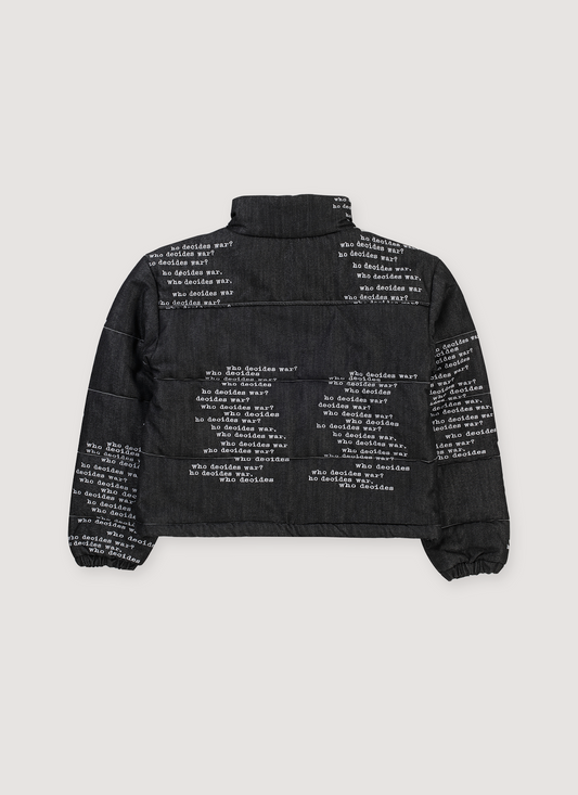 Who Decides War Signature Scripture Puffer Jacket Coal