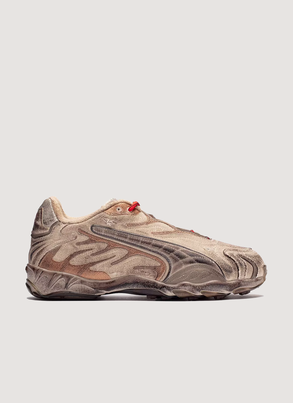 Puma A$AP Rocky Inhale Distressed Alpine Snow shoe tan side view Puma A$AP Rocky Inhale Distressed Alpine Snow - Image 1 | Authenticated at Pieces Los Angeles