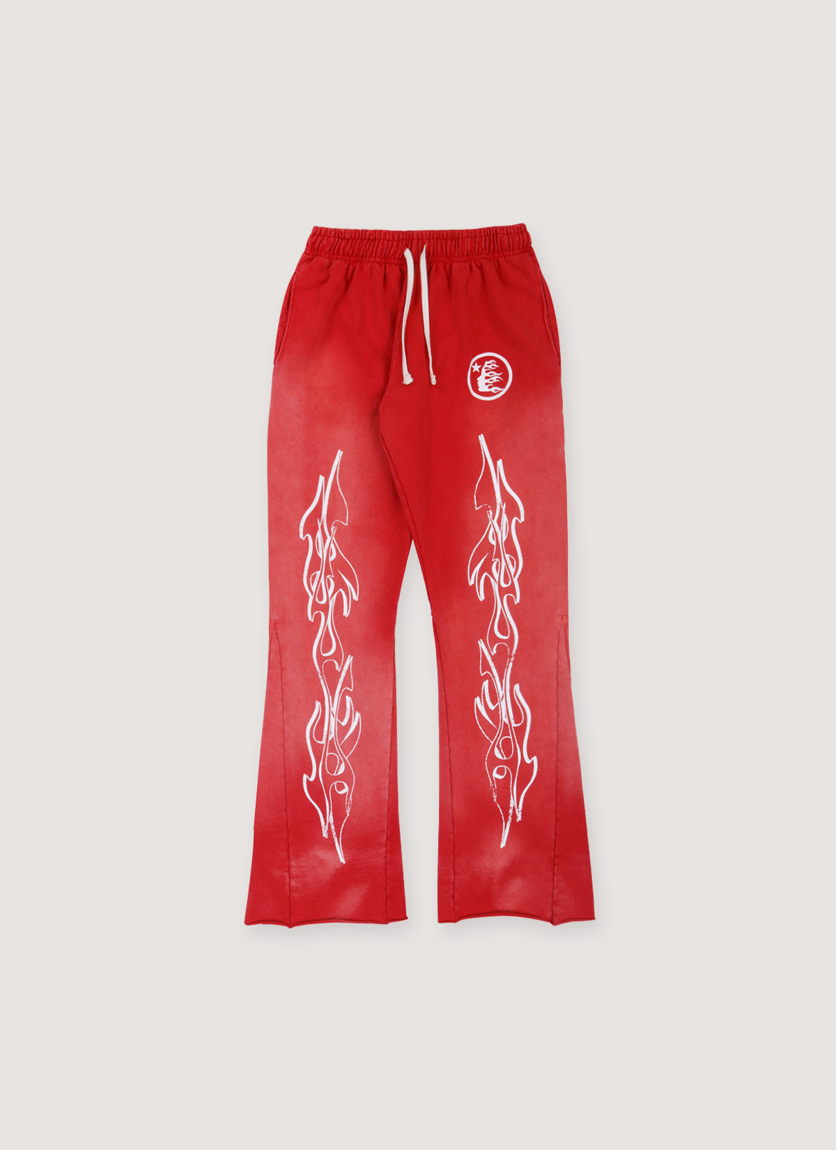 Hellstar Racer Path to Paradise Flared Sweatpants Vintage Red Hellstar Racer Path to Paradise Flared Sweatpants Vintage Red - Image 1 | Authenticated at Pieces Los Angeles