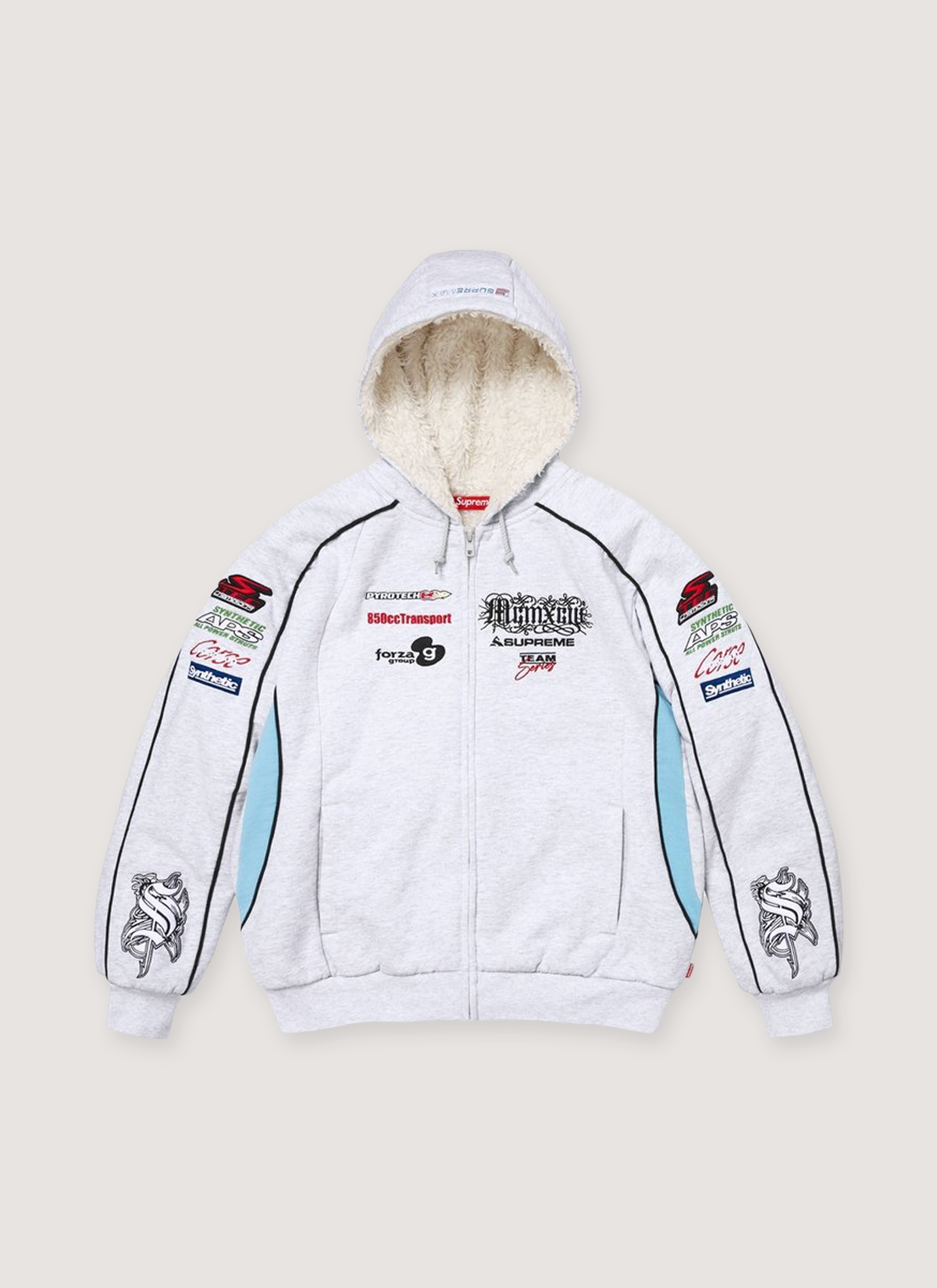 Supreme Racing Lined Zip Hooded Sweatshirt