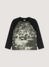 Vague Studios After Raglan Black longsleeve shirt front view with vintage design