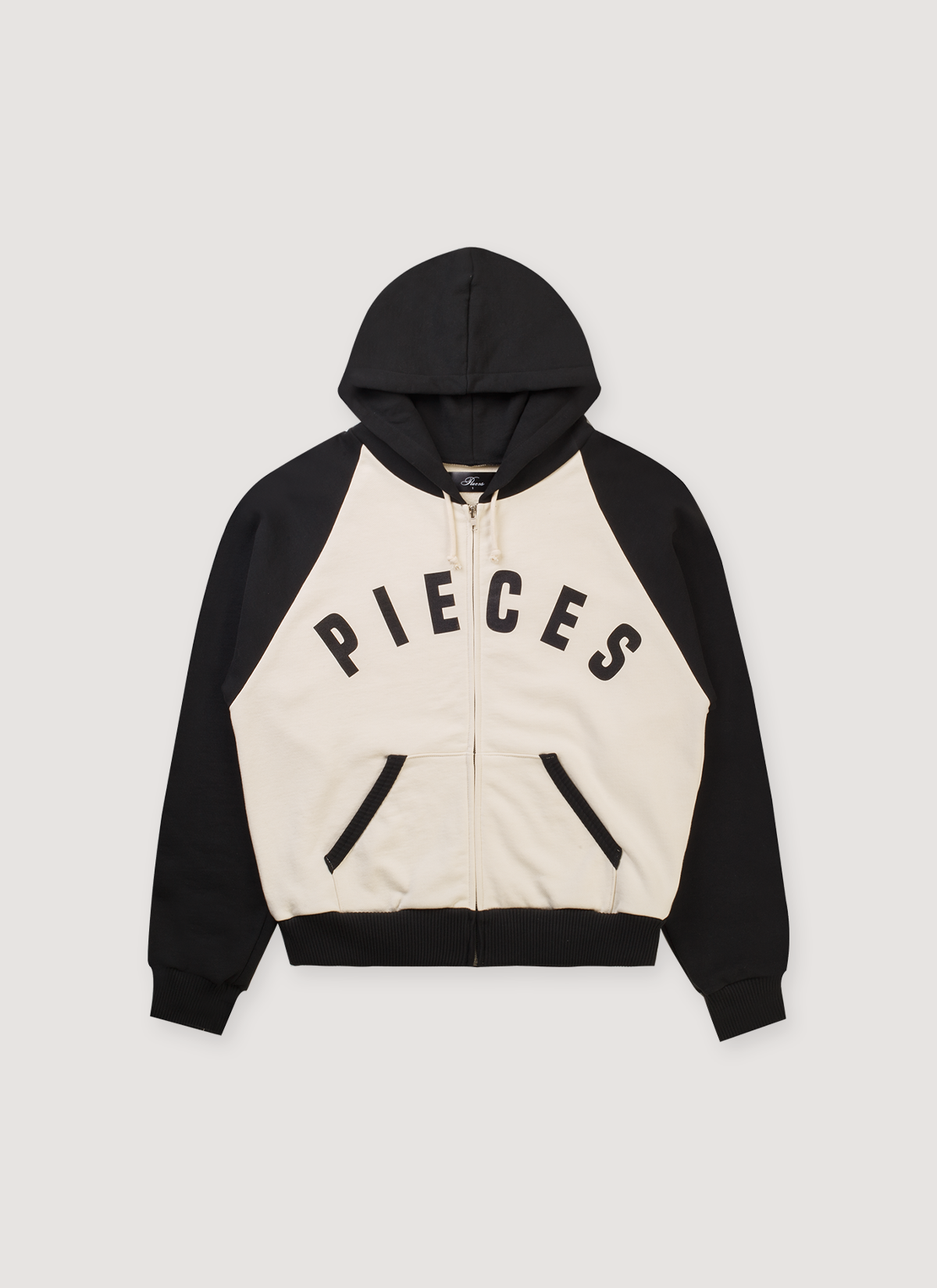 City of Angels Raglan Zip Up Sweatshirt Cream Black