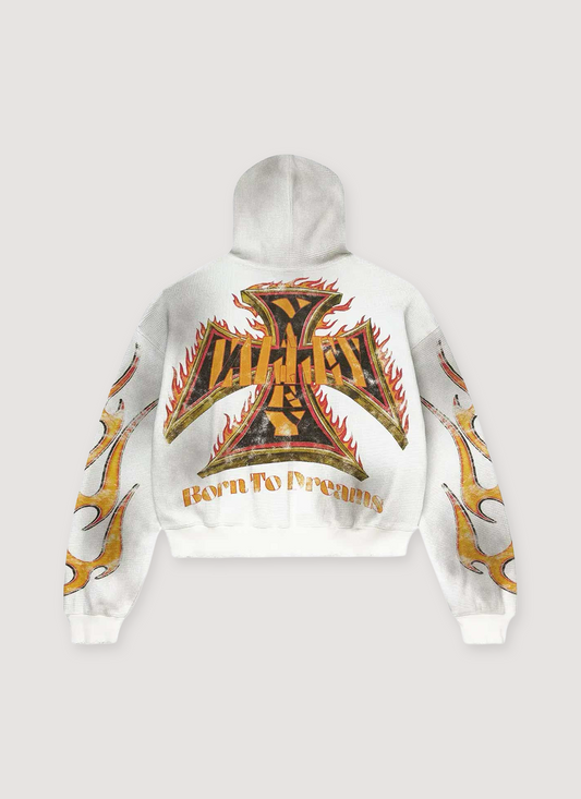 Vale Forever Reborn Waffle Zip Up Sweatshirt White