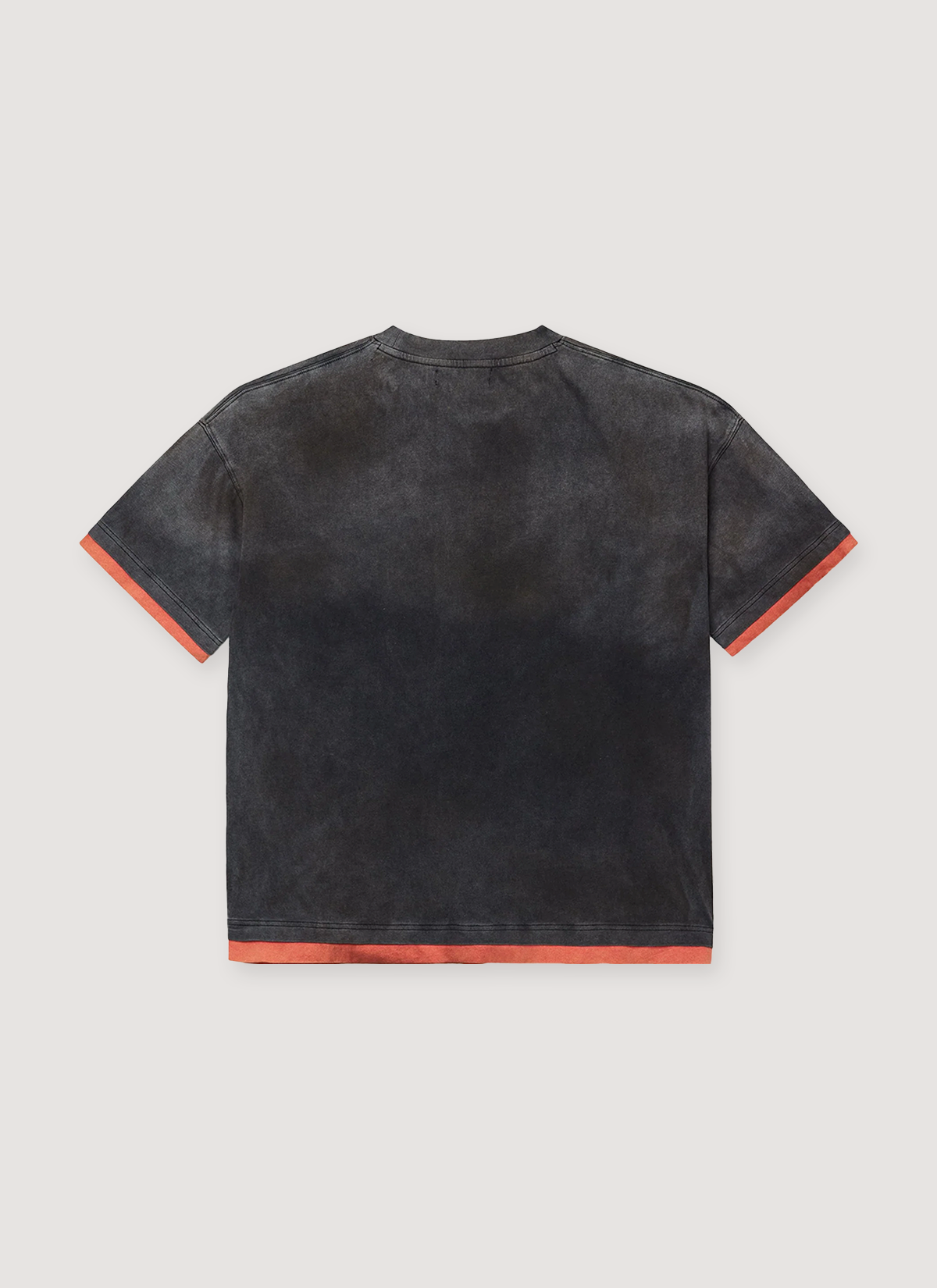 Vale Forever Recon Tee Shirt Vintage Black Red with cut and sew boxy fit, vintage wash effect, red contrast hem and rib, back view