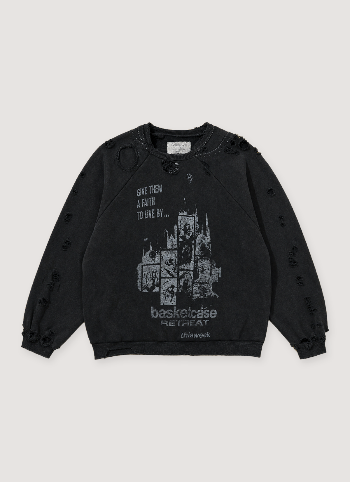 Basketcase Gallery Retreat Repaired Crewneck Vintage Black