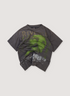 Saint Michael BerBerJin Revenge Tee Shirt Vintage Black (Pre-Owned) vintag ewshed with printed logos, glitter decal text, distressed detailings, front view