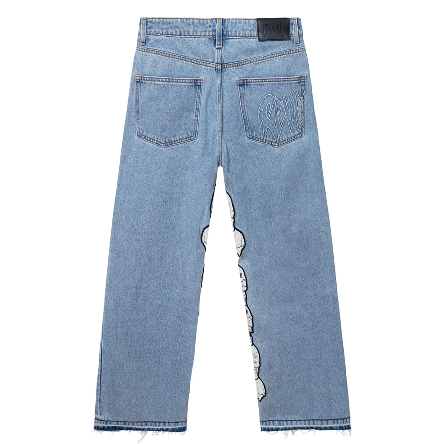 Revenge Skull Patch Denim Jeans Indigo