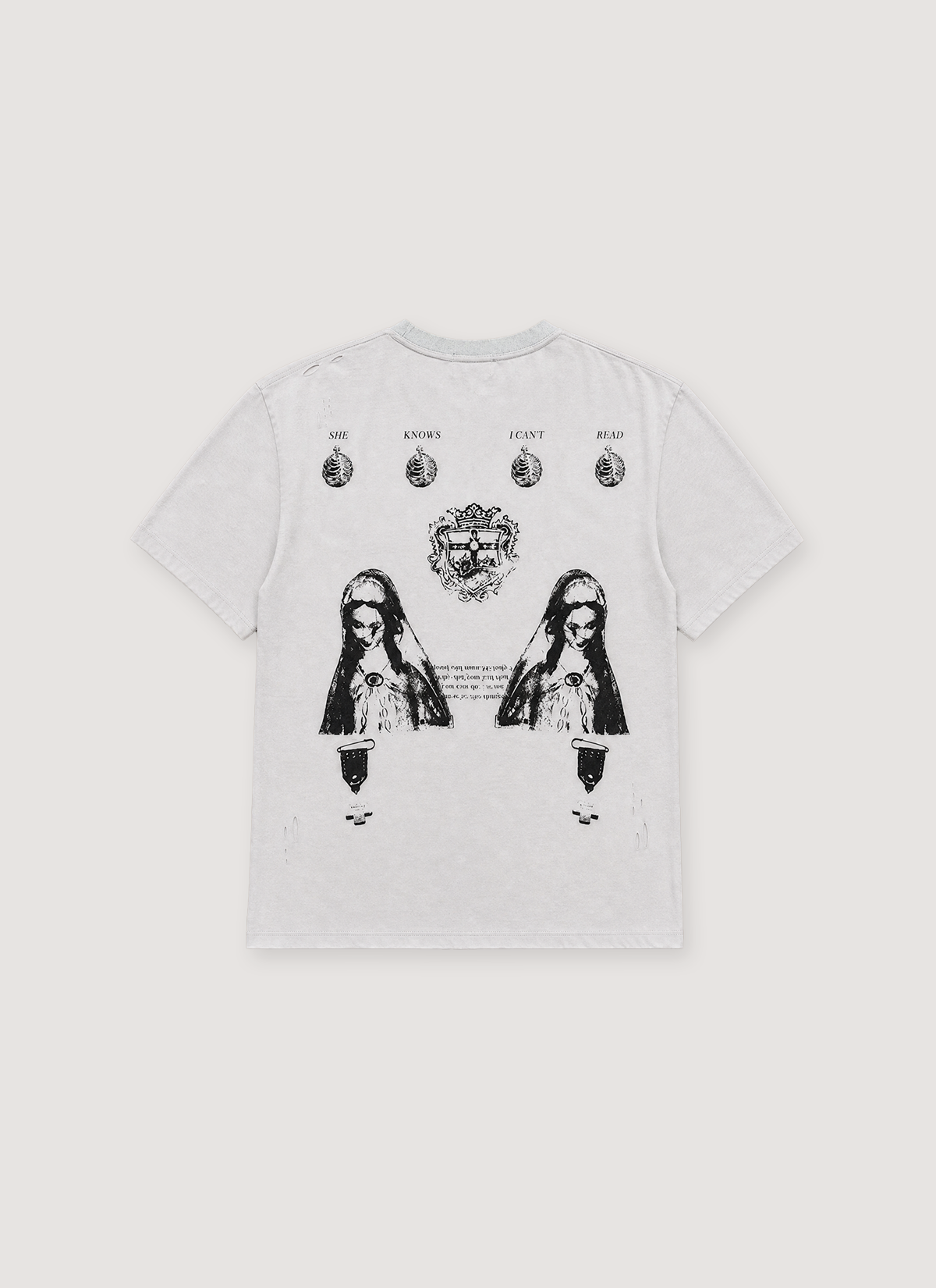 RIchill Melancholy Dagger Frame Distressed Tee Off White RIchill Melancholy Dagger Frame Distressed Tee Off White - Image 2 | Authenticated at Pieces Los Angeles