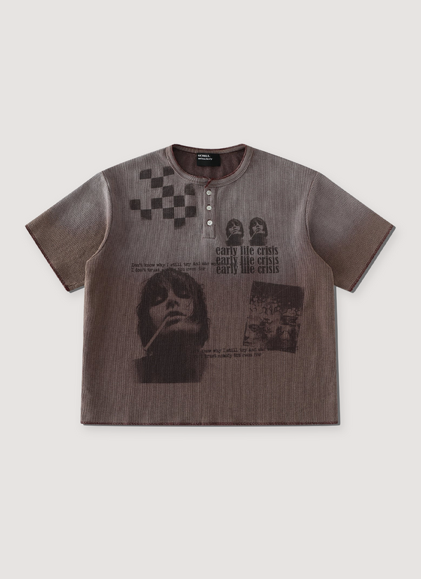 Richill Melancholy Fade Portrait Waffle Henley Light Burgundy Fade Portrait Waffle Henley Light Burgundy - Authenticated T-shirts | Pieces Los Angeles