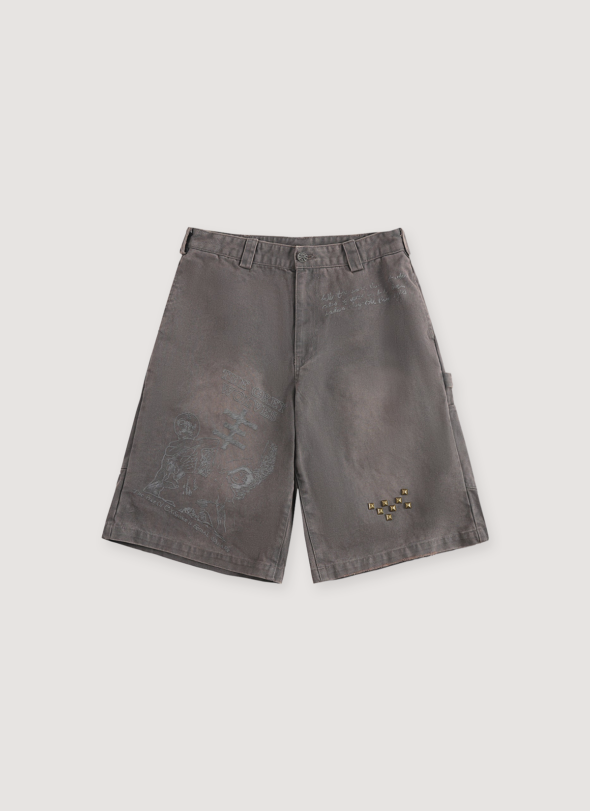 Richill Melancholy Studded Canvas Shorts Washed Brown