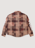 Vague Studios Surge Zip Flannel Rust with frayed edges, YKK zipper, printed white logos on sleeves, back view Vague Studios Surge Zip Flannel Rust - Image 2 | Authenticated at Pieces Los Angeles