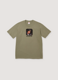 Supreme Wu-Tang Clan RZA Olive  Tee Shirt with small graphic and text front view Supreme Wu-Tang Clan RZA Tee - Image 3 | Authenticated at Pieces Los Angeles