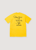 Supreme Wu-Tang Clan RZA Yellow Tee Shirt with text back view Supreme Wu-Tang Clan RZA Tee - Image 2 | Authenticated at Pieces Los Angeles
