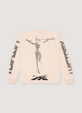 Hellstar Scoreboard Longsleeve Off White thermal cream with crucifix graphic, back view Hellstar Scoreboard Longsleeve Off White - Image 2 | Authenticated at Pieces Los Angeles