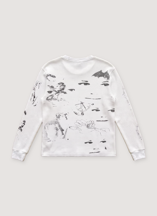 Basketcase Gallery Scribble Thermal Longsleeve White