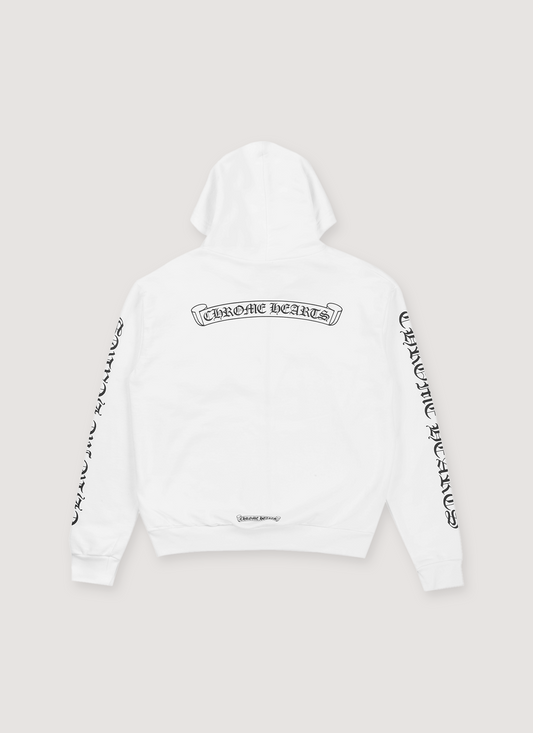 Chrome Hearts Scroll Zip Up Sweatshirt White