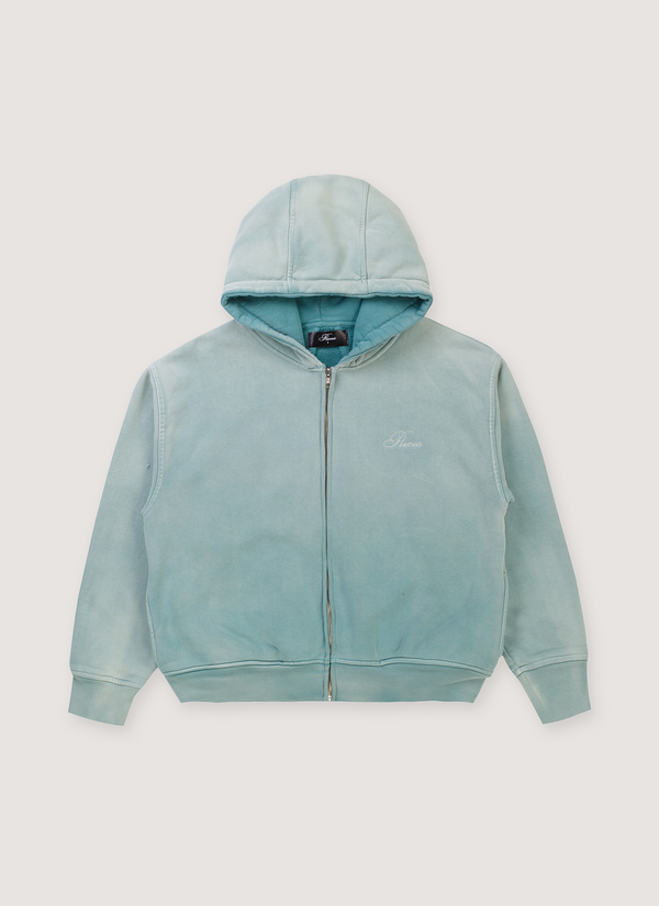 Pieces Basic Program Zip Up Sweatshirt Seafoam Green Blue front view Basic Program Zip Up Sweatshirt Seafoam - Authenticated Sweatshirts | Pieces Los Angeles