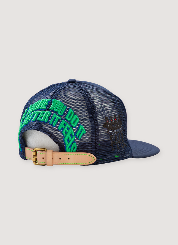 Better With Age Next To Sex Trucker Hat Navy alternate view - Shop at Pieces Los Angeles
