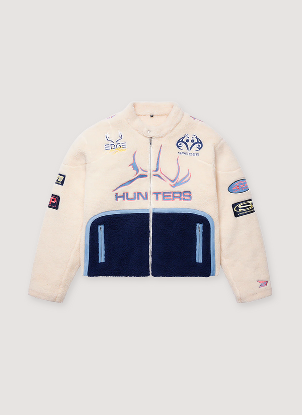 Sp5der Worldwide Sherpa Hunter Moto Jacket Cream Sherpa Hunter Moto Jacket Cream - Authenticated Jackets | Pieces Los Angeles