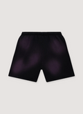 Hellstar Flame Shorts Purple Red with custom milled fleece, elasticized waist, adjustable drawstring, potassium sprayed, back view Hellstar Flame Shorts Purple Red - Image 2 | Authenticated at Pieces Los Angeles