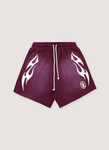 Hellstar Flame Shorts Burgundy White – PIECES