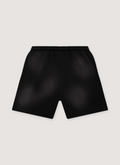Hellstar Flame Shorts Black Green with custom milled fleece, elasticized waist, adjustable drawstring, potassium sprayed, back view Hellstar Flame Shorts Black Green - Image 2 | Authenticated at Pieces Los Angeles