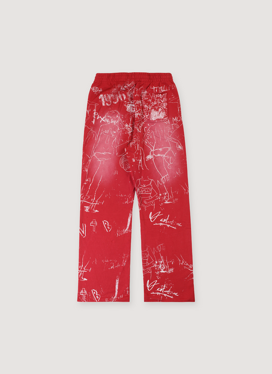 Vertabrae Silo Sketch Sweatpants Red