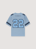 Amiri 22 Skater Tee Blue jersey style tee back side with the number 22 Amiri 22 Skater Tee Blue - Image 2 | Authenticated at Pieces Los Angeles