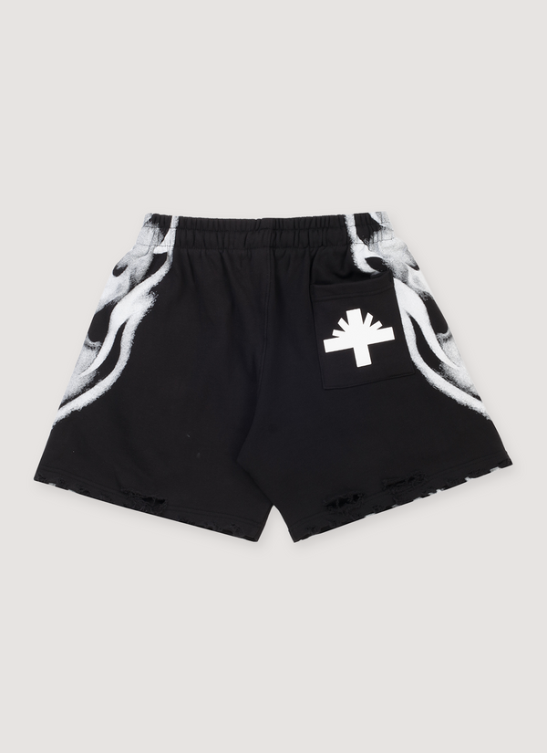 Vertabrae Skull Face Shorts Black White alternate view - Shop at Pieces Los Angeles