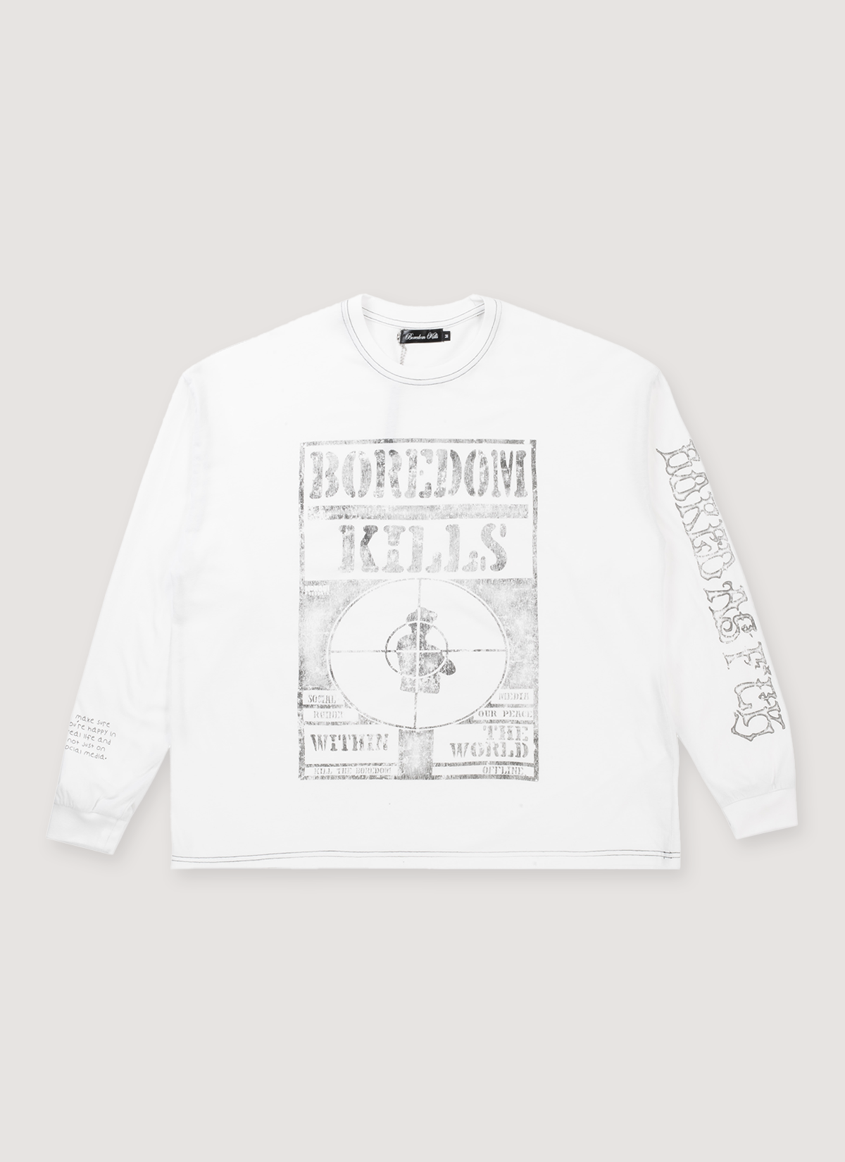 Boredom Kills Social Media Longsleeve White