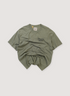 Gallery Dept. Souvenir Tee Shirt Olive Green (Pre-Owned), boxy with black printed logos, front view