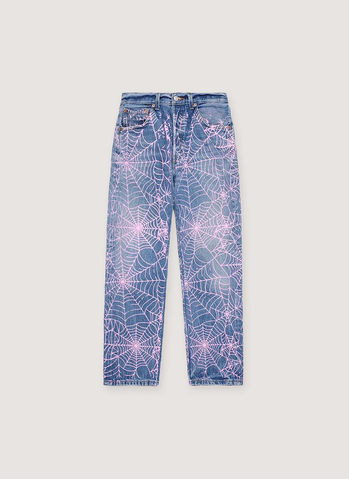 Sp5der Worldwide Vintage AOP 501 Denim Indigo Pink