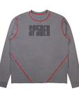 Sp5der Worldwide Contrast Stitching Longsleeve Grey Red