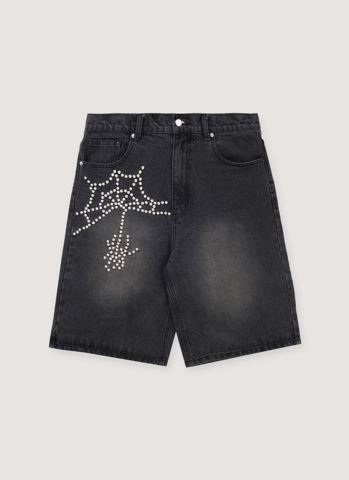 Boredom Kills BK Spider Jorts Washed Black