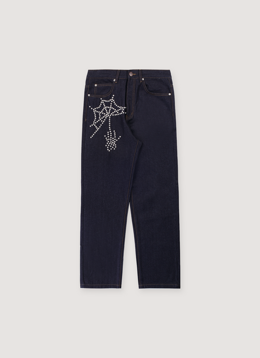 Boredom Kills Spider Denim Jeans Raw Indigo