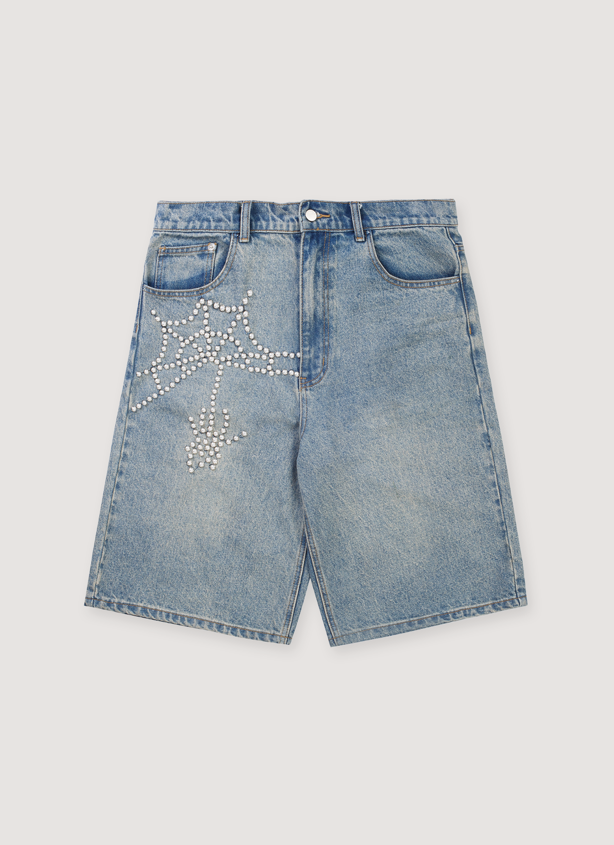 Boredom Kills BK Spider Jorts Washed Indigo