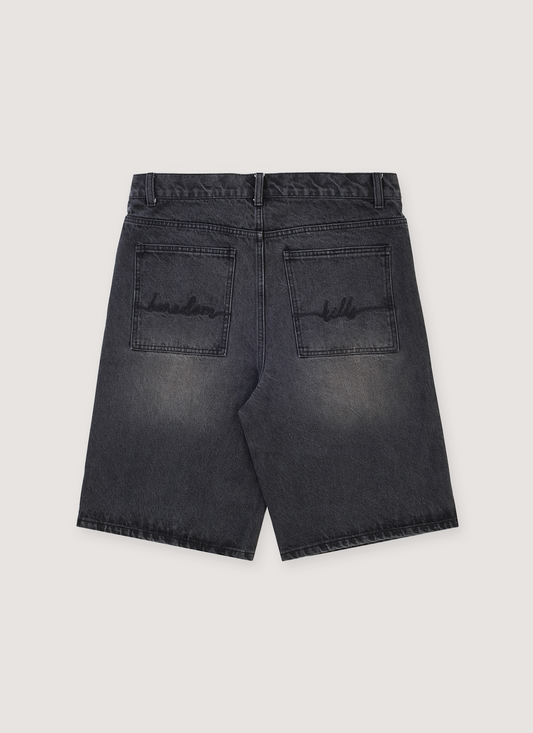 Boredom Kills BK Spider Jorts Washed Black