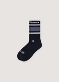 Chrome Hearts Sport Sock Black Socks, Jacquard knit, embroidered dagger design, white details, grey stripe Chrome Hearts Sport Sock Black - Image 1 | Authenticated at Pieces Los Angeles