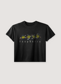 GV Gallery Sprint Tee Shirt Washed Black with text that says "raspberry" with graphics of cartoon basketballs running, front view GV Gallery Sprint Tee Washed Black - Image 1 | Authenticated at Pieces Los Angeles