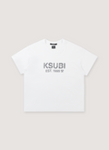 Ksubi State Slub Sid Tee White faded text, front view Ksubi State Slub Sid Tee White - Image 1 | Authenticated at Pieces Los Angeles
